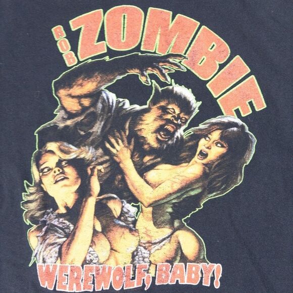 Y2K Rob Zombie Werewolf Baby 2009 Tour Shirt L Black Rock Band Horror Metal Tee - Picture 4 of 6